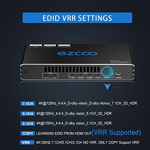 image for ROFAVEZCO HDMI Audio Extractor 4K 120Hz 8K 7.1/5.1/2.1ch EDID Switch A