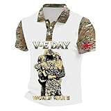 Rrongwn Poloshirt Herren Kurzarm UK Flagge Polohemd Golf Polo Shirt Button Down Kurzarmhemd Laufshirt Große Größen Wandershirt