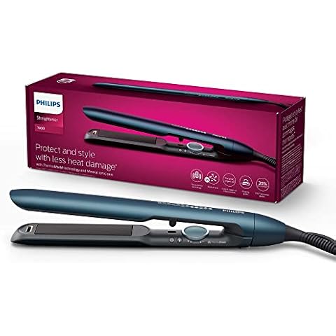 Philips Plancha de pelo serie 7000 con tecnología ThermoShield en azul Cover