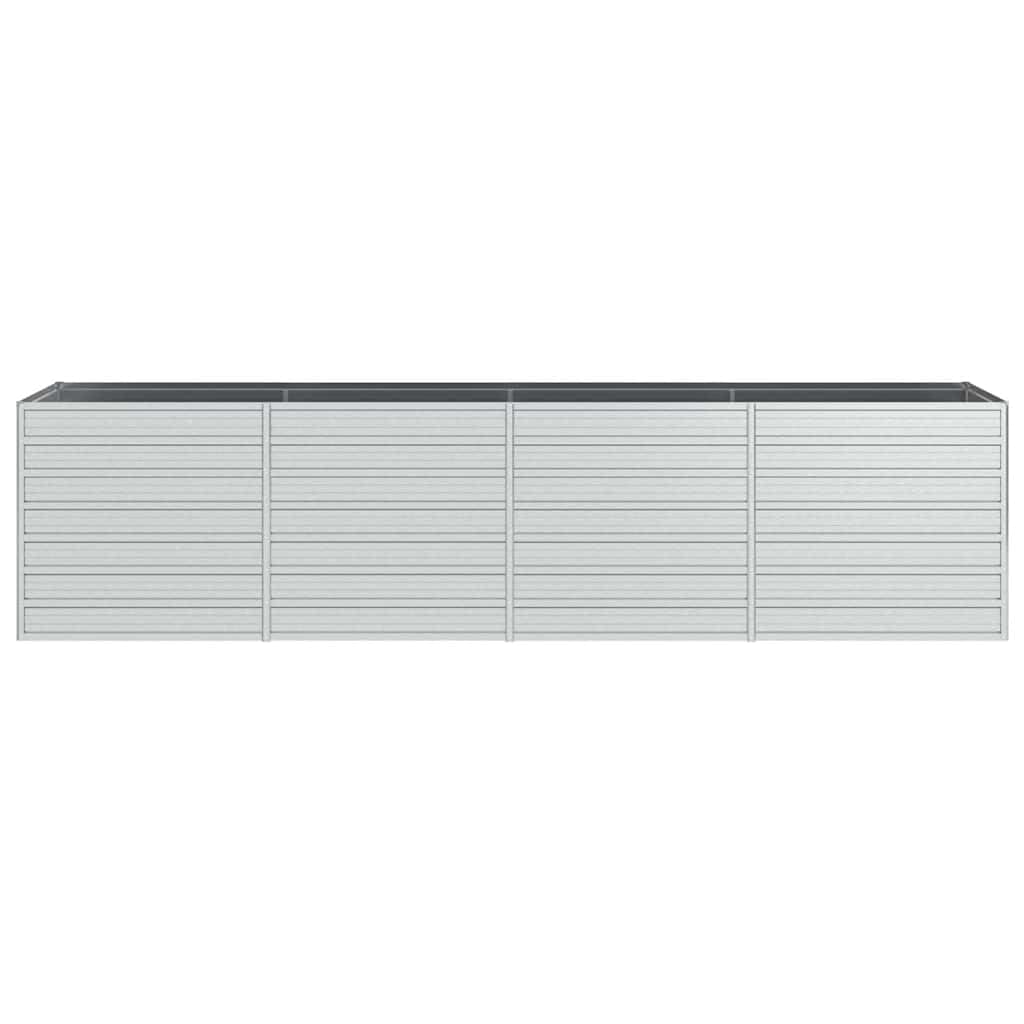 Cama elevada de jardín de acero galvanizado plateado 320 x 80 x 77 cm para huerto y jardineras, profunda y ancha para plantas, verduras, hierbas aromáticas, robusta, estable y resistente a las