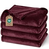PHF Kuscheldecke Flauschig Fleecedecke 150x200cm - Oeko-Tex Weich Warm Wohndecke, Decke Blanket für Couch Sofa Bett, Tagesdecken und Kuscheldecken, Sofa überwurfdecke, Weinrot