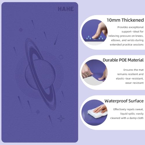 Image of HAHE Extra Wide Yoga Mat, 72 inchx40 inchx0.4 inchThick, Large Exercise Mats