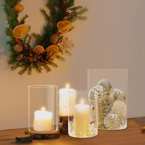 BXAEYIPOR Hurricane Candle Holder,Open Ended Glass Candleholder Multiple Size Choices,Clear Cylinder Glass Candle Holder for Wedding Centerpieces(6 PCS,3 PCS H:6" D:4",3PCS H:5.5" D:3.3") by BXAEYIPOR - Image 6