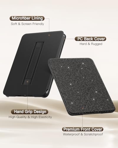 MoKo Case for 7" Kindle Paperwhite 12th Gen 2024, Balck & Glitter — view 4