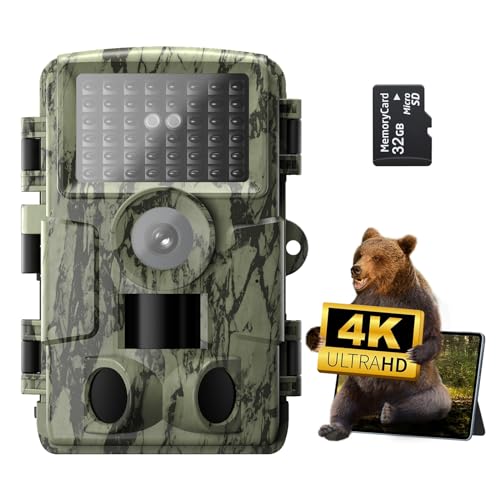 Trail Camera: with Night Vision 4K 48MP 130°Wide-Angle Game Camera，0.05s Trigger Motion Activated Hunting Camera ，98ft IR Sensing ，IP66 Waterproof,for Outdoor Wildlife Surveillance & Home Security
