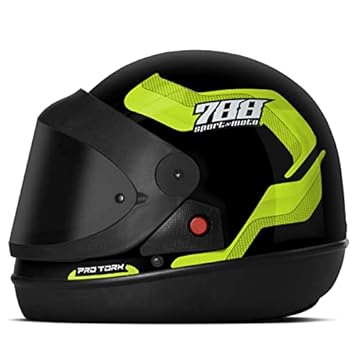Capacete Fechado Automático Pro Tork Sport Moto 788 Viseira Fumê Amarelo 58