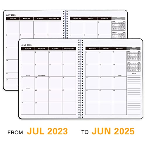 Office Planner July 2023 - June 2025 Monthly Calendar Planner - 9×11 Inch Time Management Personal Planner Hard Pvc Cover With Spiral Bound #TOP2