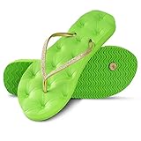 CLOAKA Flip Flops Damen Glitzer Badeschuhe Strand Yoga Sofa Bottom Hausschuhe Sommer Sandalen Zehentrenner Grün 39