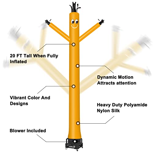 Image of MOUNTO 20ft Air Inflatable Tube Guy Puppet Dancing Man with 1HP Blower Complete Set (Yellow)