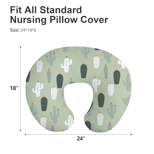 Image of Little Grape Land Nursing Pillow Covers 2 Pack, Soft & Breathable Removable Breastfeeding Pillows Covers for Feeding Pillows, Nursing Pillow Slipcover for Baby Girls Boys, (Catus & Crocdile)