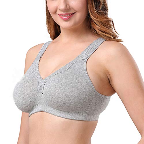 Sheroine Plus Size Soft Cotton Wirefree Ultrathin Unpadded Bra(Grey,40C) #TOP2