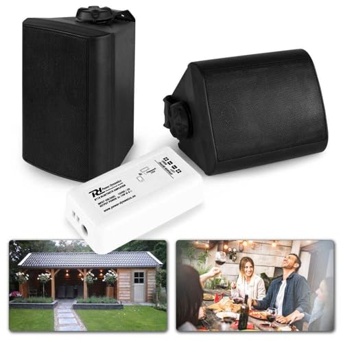 Power Dynamics BGO40, Wand Lautsprecher Boxen, Set mit Bluetooth Verstärker, 100 Watt, 2 Wege Wandlautsprecher mit Wandhalterung, Festmontage an Wand und Decke für Zuhause, Gastro, Bars - Schwarz