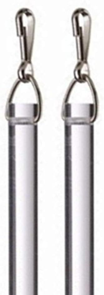 48" Heavy Duty Clear Acrylic Drapery Baton Curtain Wands 1/2" Thick with Stainless Steel Snap Hooks (2-Pack)