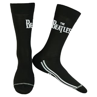The Beatles Men’s Logo Abbey Road Design 2-Pack Mid-Calf Crew Socks 2 Pair - Les Beatles, Paul McCartney, John Lennon, RIngo Starr, George Harrison
