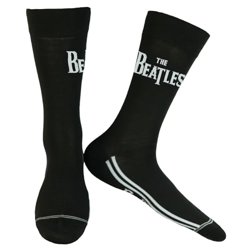 The Beatles Men’s Logo Abbey Road Design 2-Pack Mid-Calf Crew Socks 2 Pair - Les Beatles, Paul McCartney, John Lennon, RIngo Starr, George Harrison The Beatles Men's Logo Abbey Road Design 2-Pack Mid-Calf Crew Socks 2 Pair