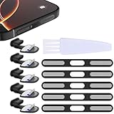 for iPhone 17 Pro Earpiece Speaker Metal Mesh Ultrathin USB C Anti-Lost Dust Plugs Silicone Anti Dust Proof Adhesive Cover Type C Charging Port Covers Sticker for Wireless Charging 5 Sets Black