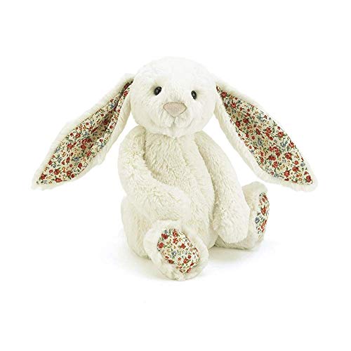 Preisvergleich Produktbild Jellycat Blossom Hase Kuscheltier Stofftier Plüsch - weiß - mittelgross - 31cm - Kaninchen Rabbit Bunny mit Blumenmuster