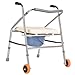 JALAL Walker Pieghevole Sedia Multifunzione Anziani/portatori di Handicap Sedile WC Sedia da Bagno Walker Sedia Regolabile in Acciaio Inox con Ruote
