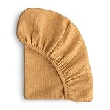 mushie Extra Soft Muslin Fitted Crib Sheet | 192 Thread Count | 28'x 52' (Fall Yellow)