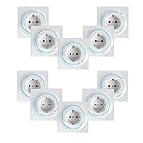 Pack de 10 tomas. Enchufe empotrado inteligente que permite controlar y gestionar los dispositivos o dispositivos conectados. Equipado con un anillo LED, que informa sobre el consumo de energía. La carga máxima es de 3680 W.