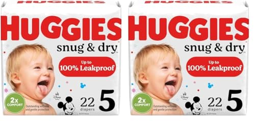 Image of Huggies Snug & Dry Baby Diapers, Size 5 (27+ lbs), 22 Ct (Pack of 2)