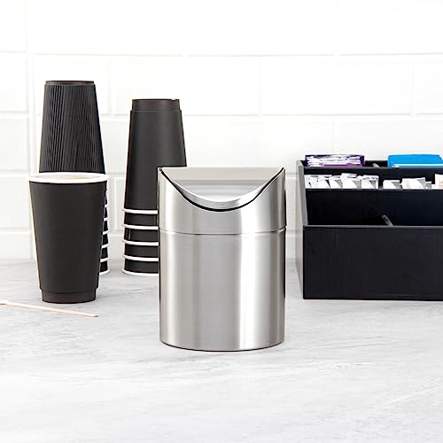 Caneca de basura mini rectangular acero inoxidable 0.4 gal miniatura 4