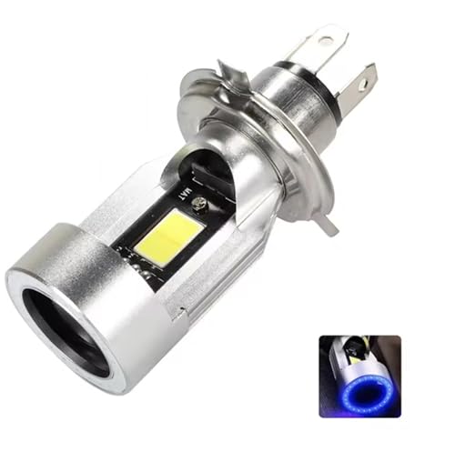 1PC 12V-80V Ojo de Ángel 30W H4 LED faro de motocicleta BA20D HS1 H6 Scooter moto faro bombilla DRL accessories(H4 blue)