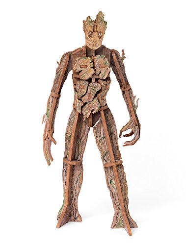 Marvel Guardians of The Galaxy Groot 3D Wood Puzzle & Model Figure Kit (64 Pcs) w/Exclusive Poster - Build & Paint Your Own 3-D Movie Toy - Educational Gift for Kids & Adults, No Glue Required, 12+ 