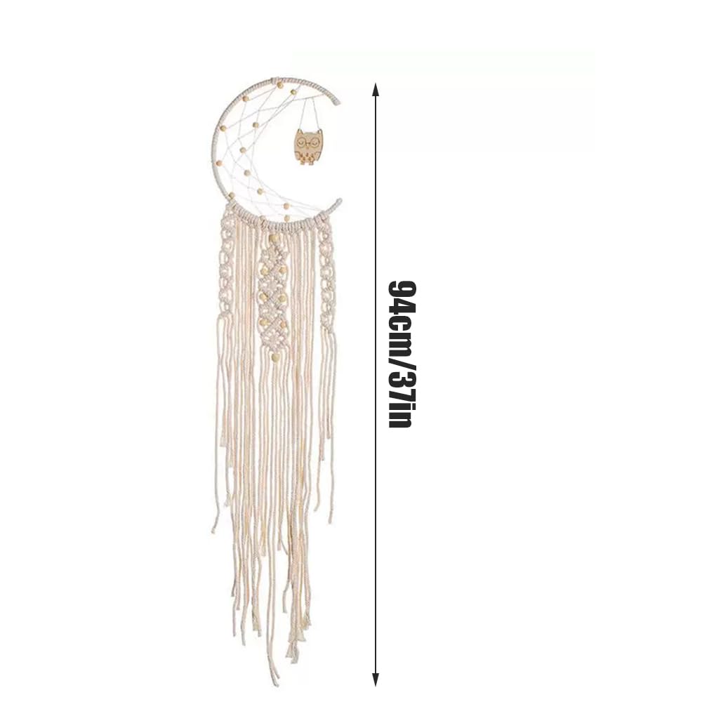 Luna Acchiappasogni Boho, Dream Catcher 96 cm Acchiappasogni Boho Porta il gufo Acchiappasogni Fatti a Mano Acchiappasogni per Soggiorno, Camera da letto