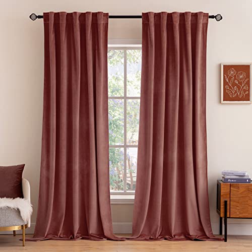 Image of MIULEE Velvet Curtains 52x72 inches 2 Panels Dusty Rose Pink Curtains | Luxury, Bedroom Living Room, Thermal Insulated, Super Soft Window Drapes, Rod Pocket & Back Tab