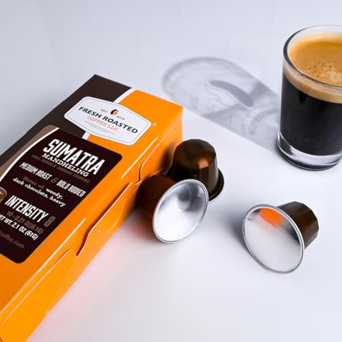 Image of Fresh Roasted Coffee, Sumatra Mandheling Espresso Capsules for Nespresso OriginalLine, Medium, Kosher, 10 Recyclable Aluminum Capsules