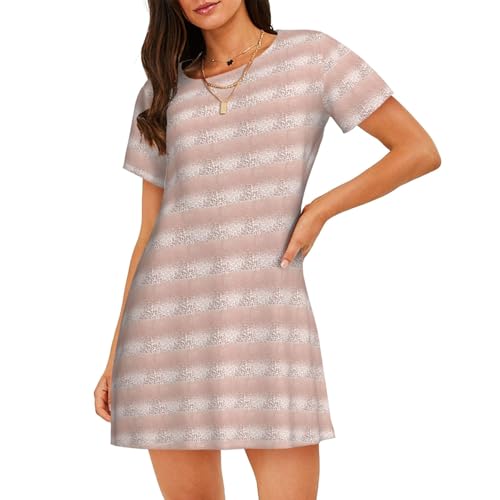 Chemise de nuit légère pour femme avec imprimé or rose chic