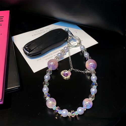 LY&SASIF Phone Charm with Crystal/Handpainted Bead, Kawaii Hands-Free Wrist Strap for Women Girl, Water brick cartoon cat head mobile phone chain, Luxury Bling Diamond Glitter Beaded, Phone Lanyard