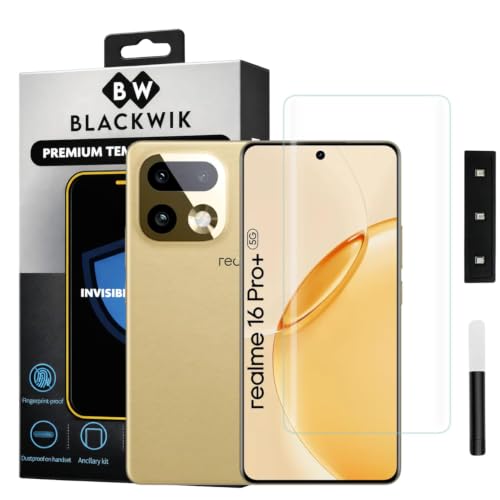 Image of Blackwik Advanced Curved UV Tempered Glass For Realme 16 Pro Plus 5G Cellphone (Transparent, Pack Of 1) Advanced Border Less Full Screen Coverage UV Screen Protector Guard With Installation Kit