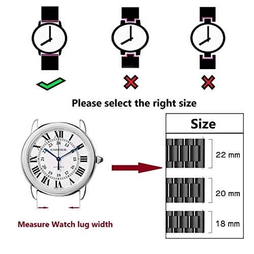 Moran Stainless Steel Watch Band Quick Release Replacement Metal Strap 20Mm 22Mm For Men Women (Black+Folding Clasp, 20Mm) #TOP4