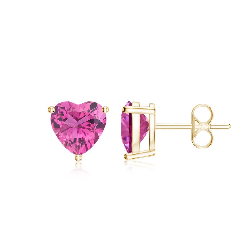 Image of Goldhartz Sterling Silver Genuine, Created or Simulated Birthstone Gemstone 7mm Heart Stud Earrings