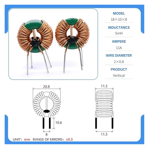 Inductor de núcleo toroide de 5 mH para proyectos de electrónica y audio 2