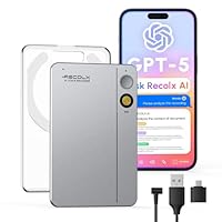 RECOLX KI Diktiergerät mit Hülle – 64 GB, ChatGPT-5 integriert, App-Steuerung, Transkription & Zusammenfassung mit 71 Vorlagen, KI-Analyse, 112 Sprachen, für Meetings & Vorträge – Grau