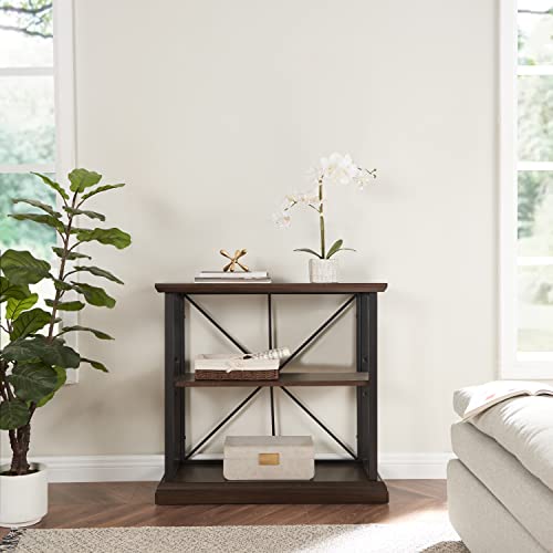 Image of Leick Home Finnick Bookcase, 30 inch, Dark Earth, Matte Black