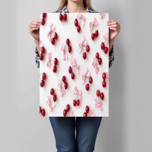 Impressions sur Toile 80x120 cm Cerise Nœud Rouge pour Cuisine