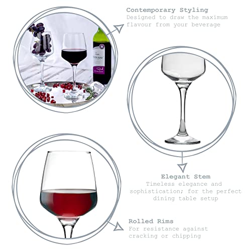 Argon Tableware Red Wine Glasses Set of 6-400ml - Tallo Collection - Large Dishwasher Safe White Wine Glasses Set for Restaurant, Hen Party, Celebrations - Image 3