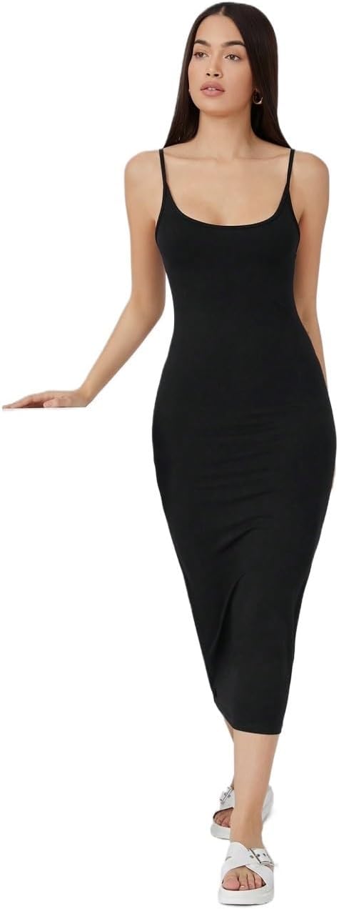 Women's 2024 Summer Cami Slip Midi Long Dress Solid Cami Dress