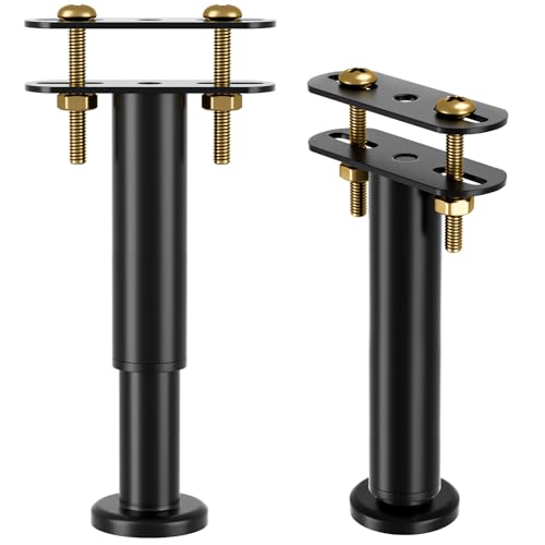 VETIN Lot de 2 Pieds de Lit-Noir, Réglables en Hauteur de 18 à 32 cm, Pieds de Lit Métalliques Robustes, Pieds de Soutien de Remplacement pour Lattes de Lit...