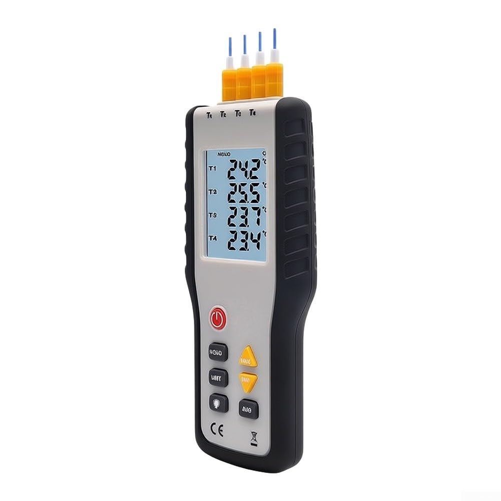 Termómetro digital de 4 canales para tipo K de -200 a 1372 °C LCD de 4 canales