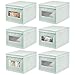 Produktbild mDesign 6er-Set Stoffbox  praktische Aufbewahrungsbox mit Deckel für Schlaf-, Wohn- oder Badezimmer  stapelbare Schrankbox aus atmungsaktiver Kunstfaser  mintgrün/weiß