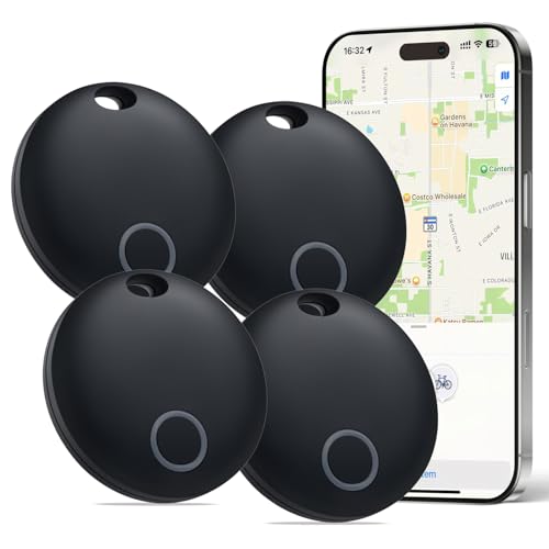 Eelexa Tracker Air Tags-4 Pack, Smart Tag Luggage Tracker Works with Apple Find My (iOS Only), Waterproof Tracking Tags Item Finder for Keys, Luggage, Backpack, Wallet