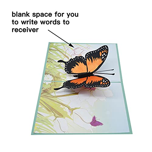 Butterfly Pop Up Card, Handmade Monarch Butterfly 3D Greeting Cards, For Thinking Of You, Thanks You, Just Because, Birthday, Mother's Day, Anniversary, Spring & Nature, All Occasion #TOP4