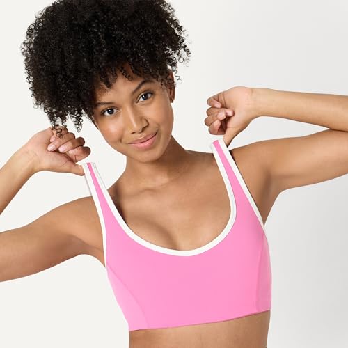 Image of Amazon Essentials Women's Active FormFlex Buttery Soft Light Support V-Neck Sports Bra with Contrast Trim