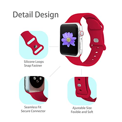 Cindgress Sport Bands Compatible With 41Mm 38Mm 40Mm Apple Watch Bands For Women Men,Compatible With Soft Silicone Apple Watch Series 6 Bands For Women Men Series Se 8 7 6 5 4 3 2 1 S/M Red #TOP1