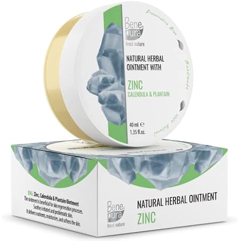 BenePura Zinc Oxide Ointment for Eczema Itch Relief Cream - Eczema Cream for Adults - Anti Itch Cream for Humans - Zinc Oxide Cream - Itchy Skin Cream - 99% Natural Zinc Cream with Plantain - 40 ml Cover
